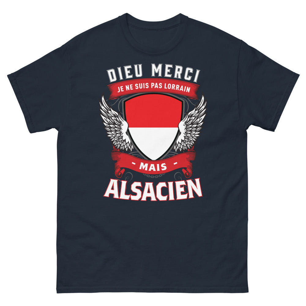 T-shirt Alsace marine - Dieu Merci, Je Ne Suis Pas Lorrain