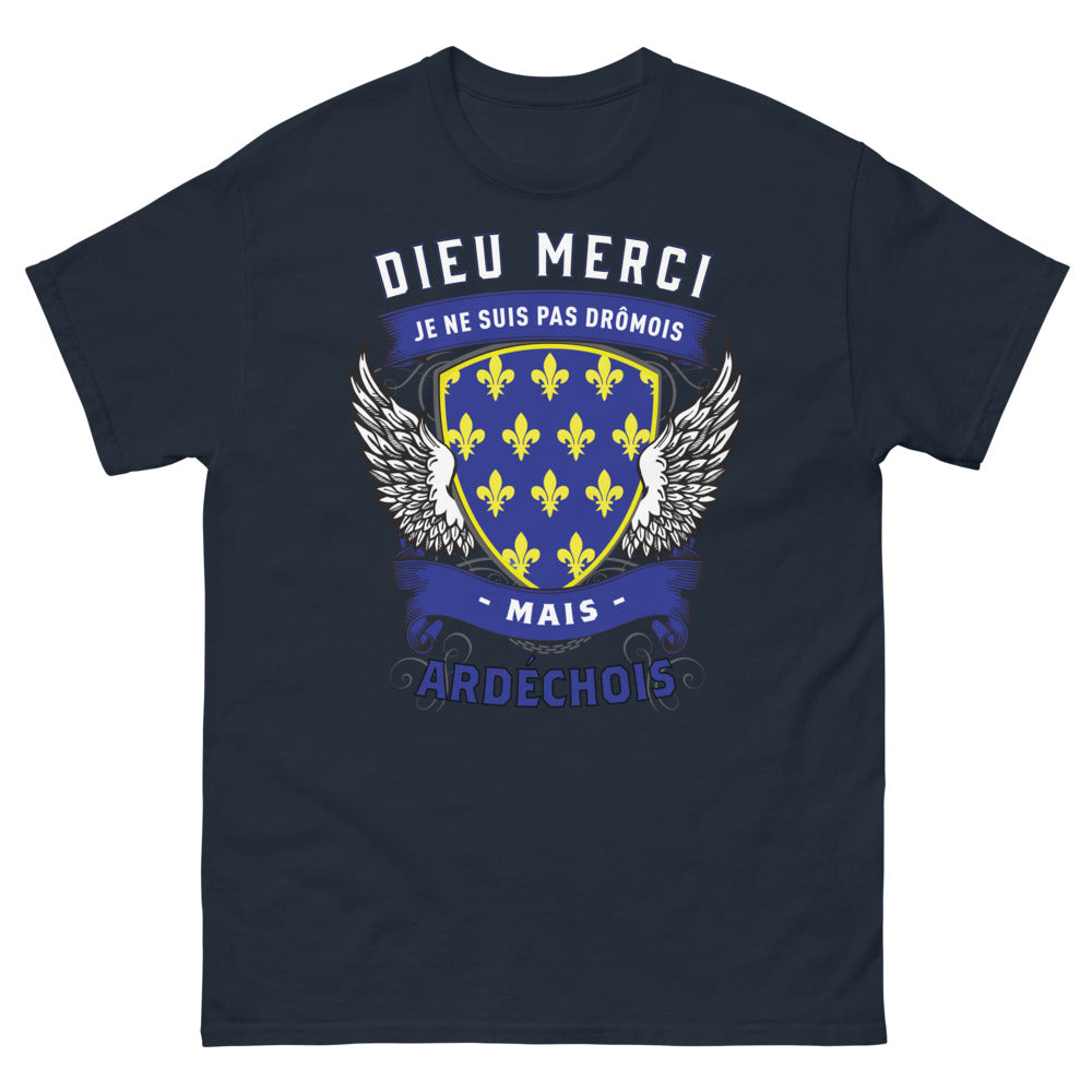 T-shirt Ardèche marine - Dieu merci, je ne suis pas drômois