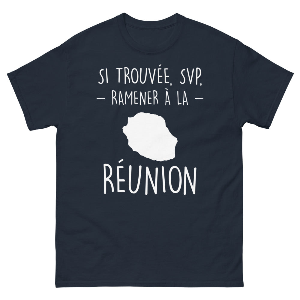 T-shirt Réunionnais marine - Si Trouvé, Ramenez-moi à la Réunion