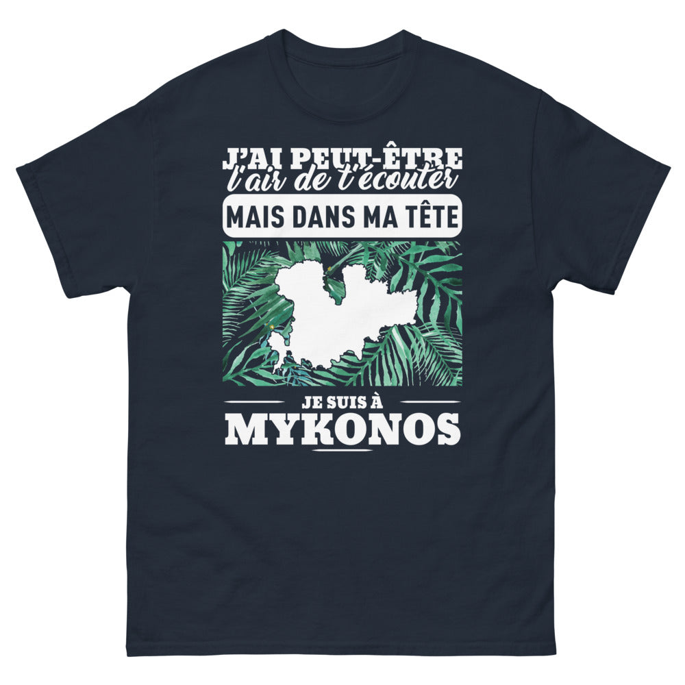 T-shirt Mykonos marine - J'ai peut-être l'air de t'écouter