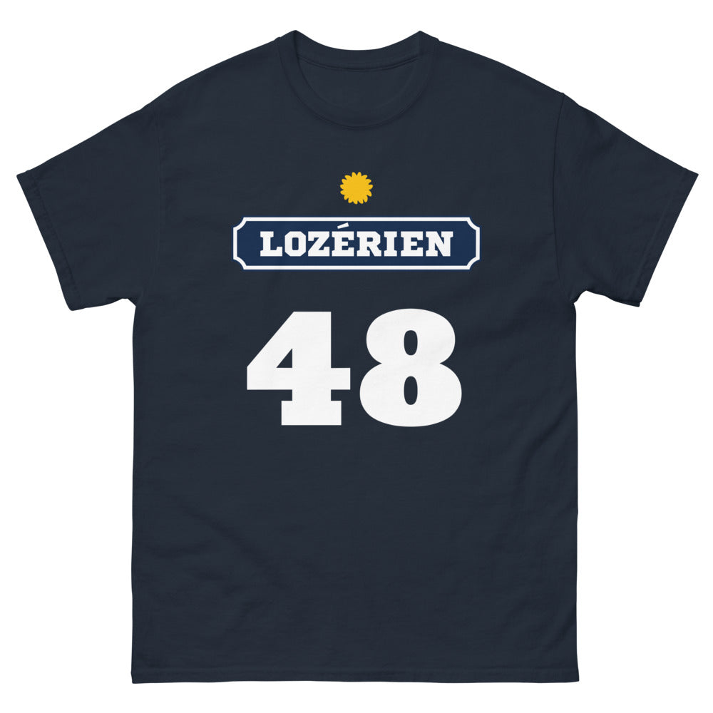T-shirt Lozérien marine - texte nostalgique sur les origines