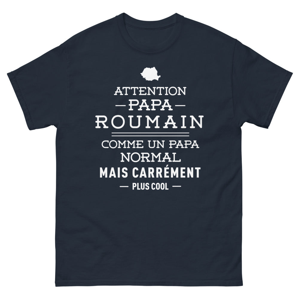 T-shirt Roumain marine - Plus cool qu'un papa normal