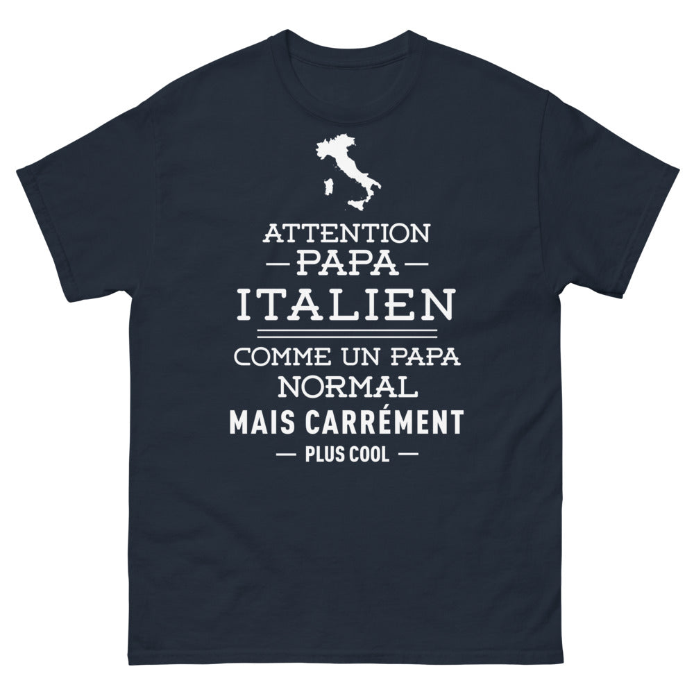 T-shirt Italie noir dos - Attention Papa Italien: Plus Cool Qu'un Papa Normal