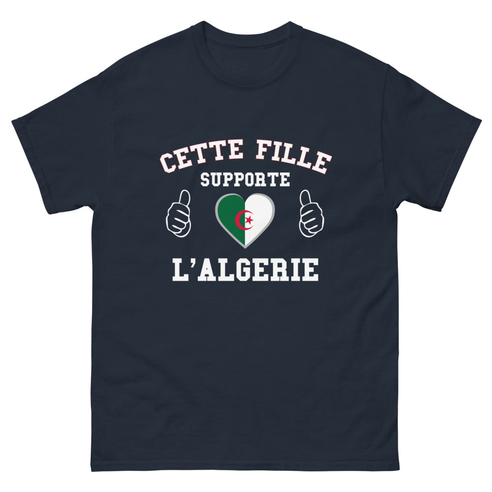 T-shirt Algérie marine - Cette fille supporte l'Algérie
