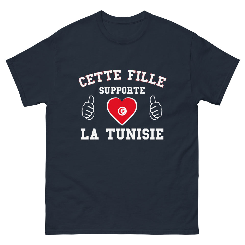 T-shirt Tunisie marine - Cette fille supporte la Tunisie