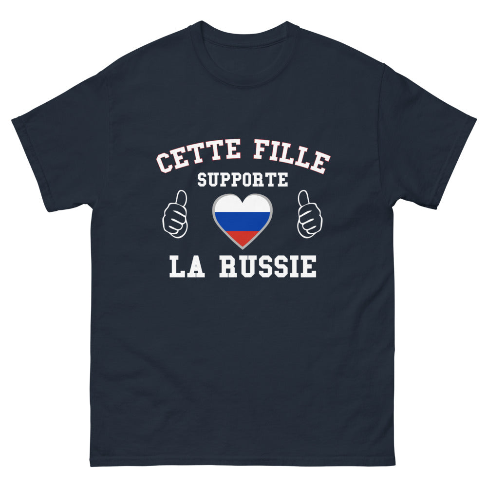 T-shirt Russie marine - Cette fille soutient la Russie