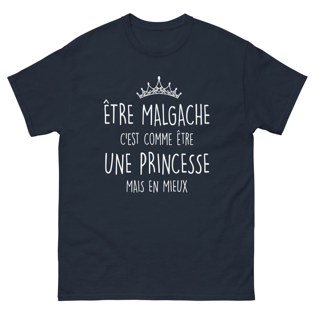 T-shirt Madagascar marine - Être Malgache, c'est être une Princesse en Mieux