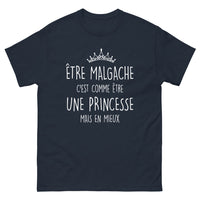 Thumbnail for T-shirt Madagascar marine - Être Malgache, c'est être une Princesse en Mieux