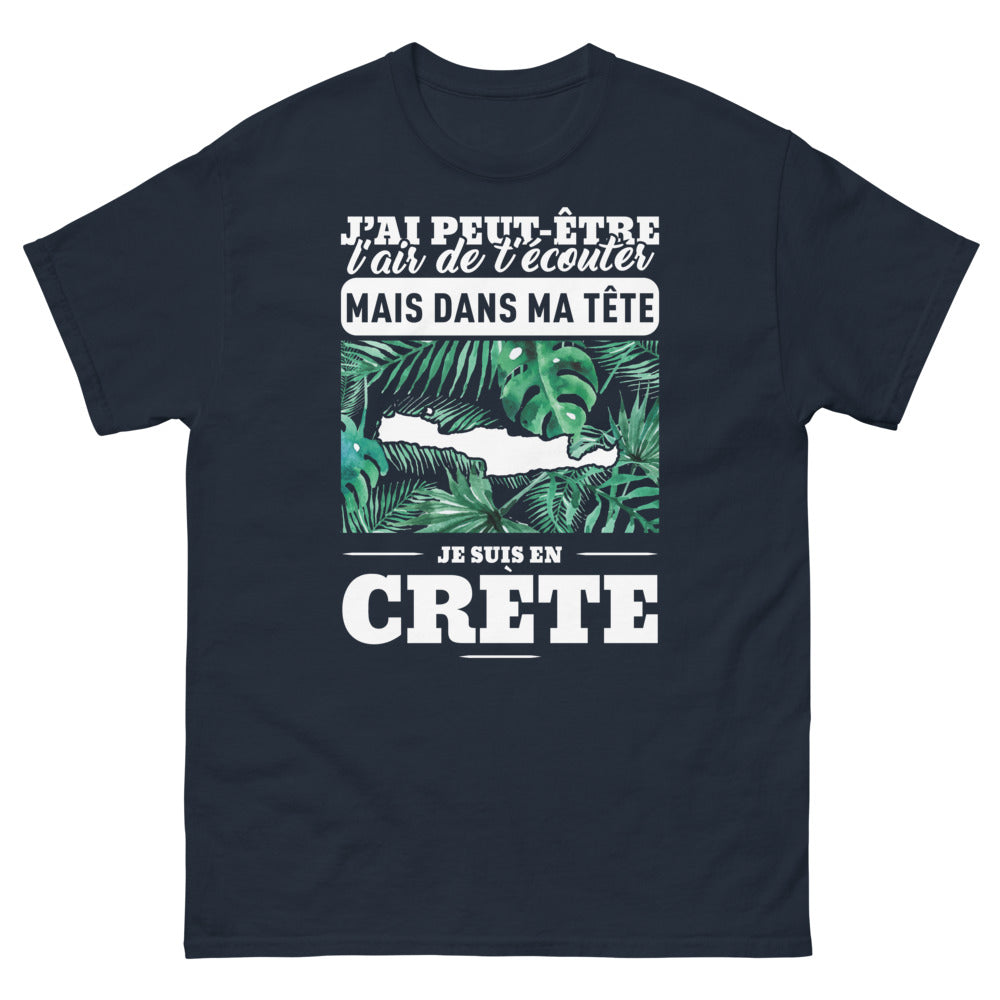 T-shirt Crète marine - J'ai Peut-être l'Air de T'Écouter