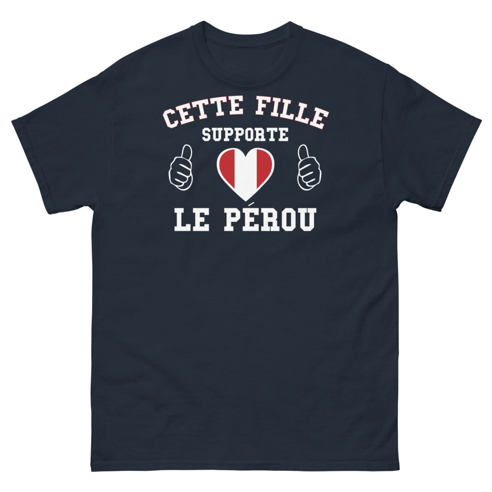 T-shirt Pérou marine - Cette Fille Supporte le Pérou