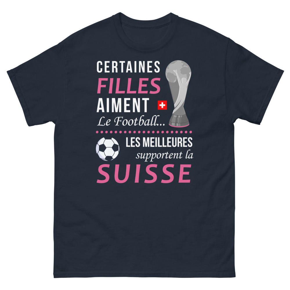 T-shirt Football Suisse marine - Filles qui aiment le football