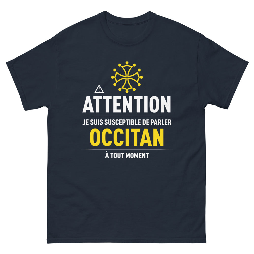 T-shirt Occitan noir dos - Attention, je suis susceptible de parler occitan