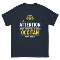 Thumbnail for T-shirt Occitan noir dos - Attention, je suis susceptible de parler occitan