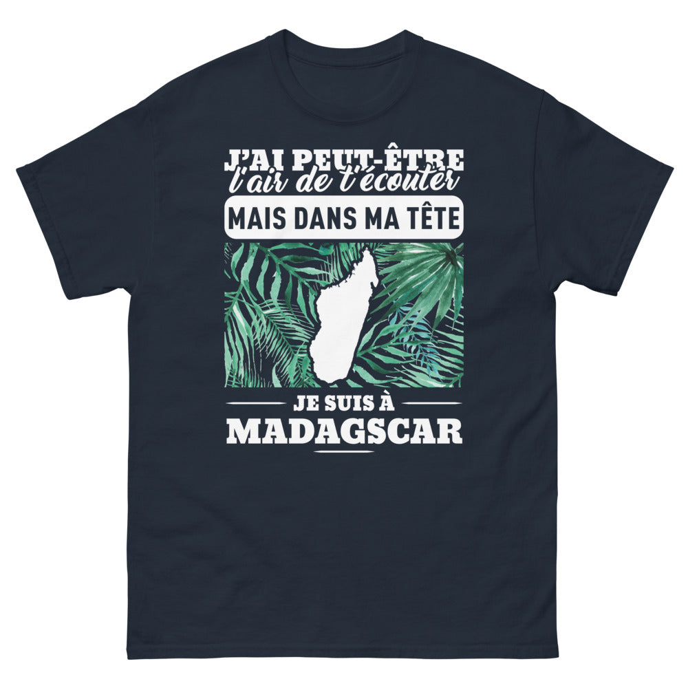 T-shirt Madagascar marine - J'ai peut-être l'air de t'écouter