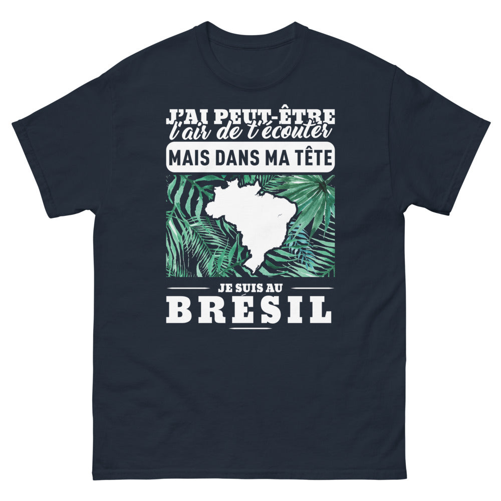 T-shirt Brésil marine - J'ai peut-être l'air de t'écouter
