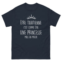 Thumbnail for T-shirt Tahitienne marine - Être une princesse, mais en mieux