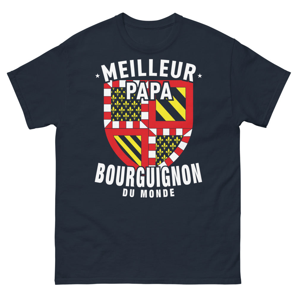 T-shirt Bourgogne marine - Meilleur Papa du Monde