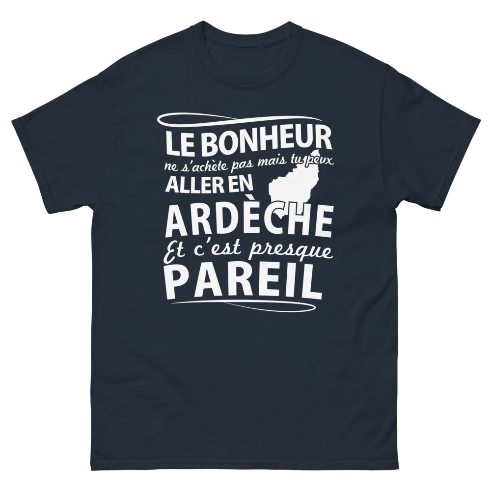 T-shirt Ardèche marine - Le bonheur ne s'achète pas