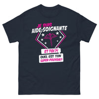 Thumbnail for T-shirt Aide-soignante marine - Je suis aide-soignante et toi, quel est ton super pouvoir ?