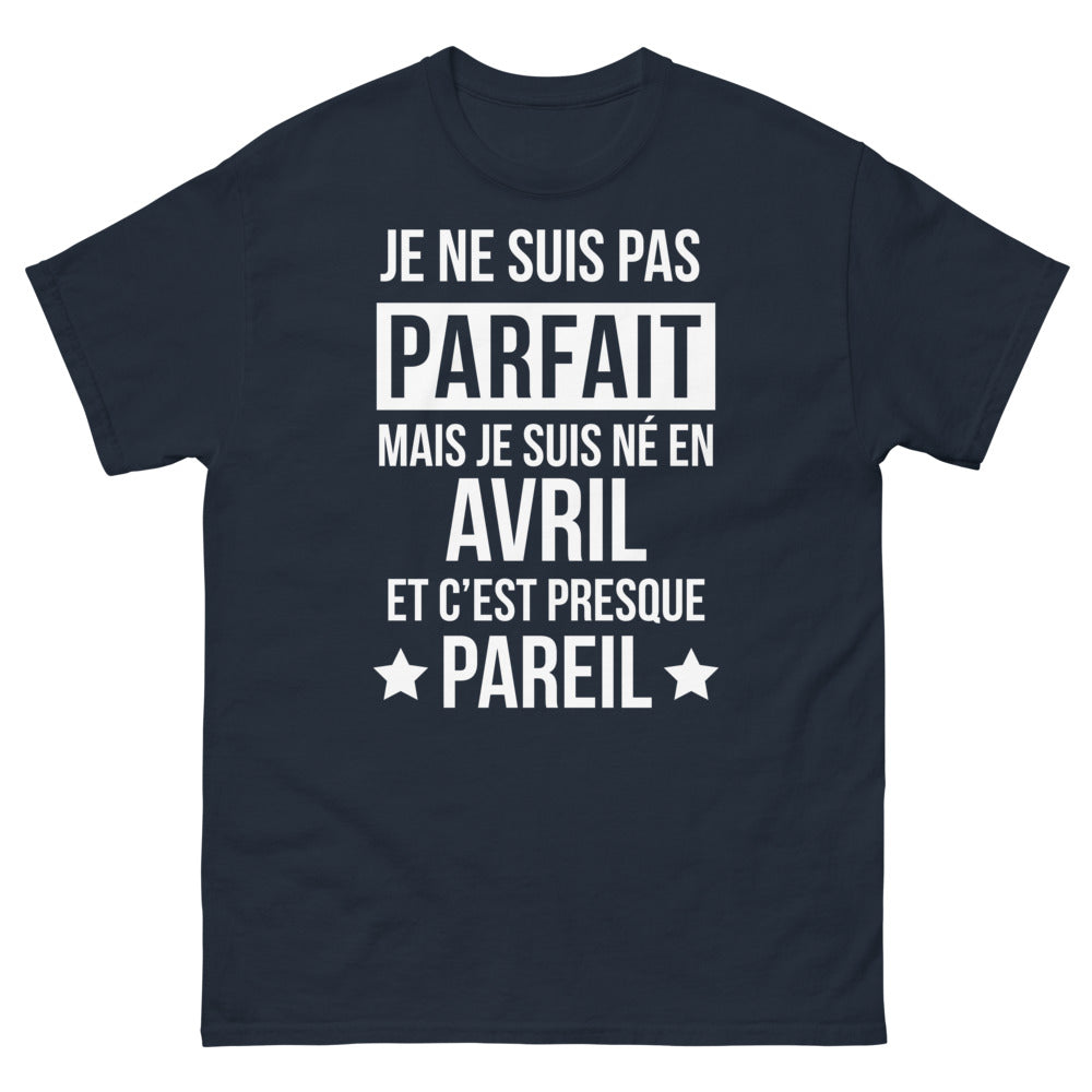 T-shirt avril noir dos - Je ne suis pas parfait mais je suis né en avril