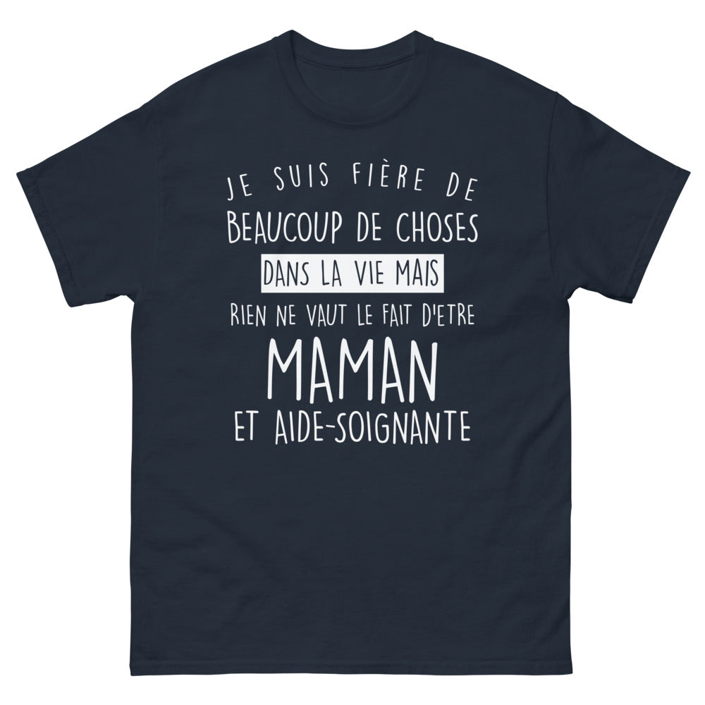 T-shirt Maman aide-soignante marine - Fierté et engagement