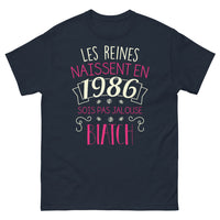 Thumbnail for T-shirt 1986 noir dos - Les reines naissent en 1986