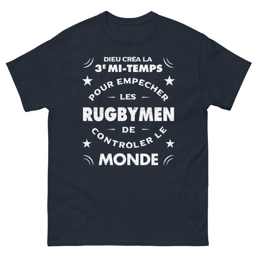 T-shirt rugby noir dos - Dieu créa la 3ème mi-temps