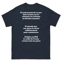 Thumbnail for T-shirt Stress du Dernier Moment marine - Procrastination humoristique