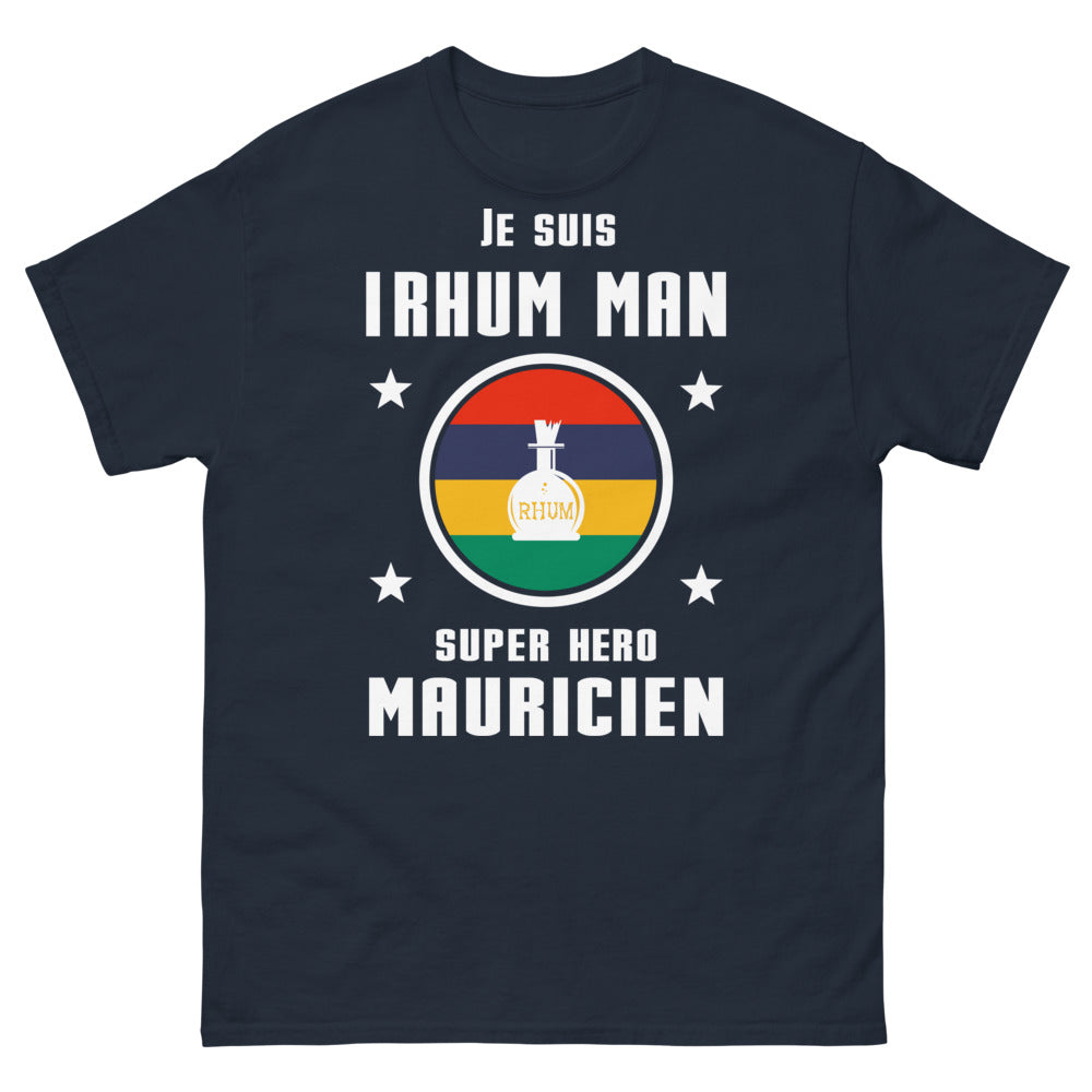 T-shirt Maurice marine - Je suis Rhum Man, Super-Héros Mauricien