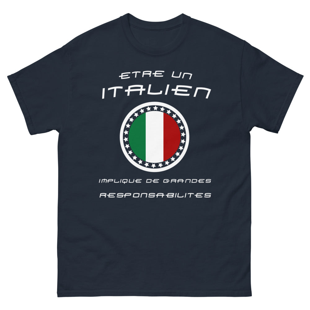 T-shirt Italie marine - Être un Italien Implique de Grandes Responsabilités