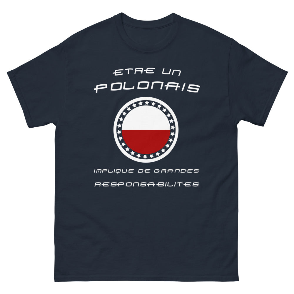 T-shirt Pologne marine - être un Polonais implique de grandes responsabilités