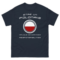 Thumbnail for T-shirt Pologne marine - être un Polonais implique de grandes responsabilités