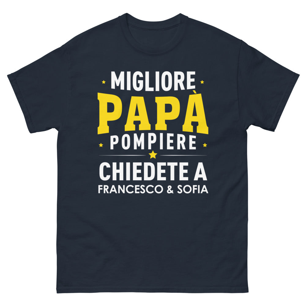 T-shirt Pompiere noir dos - Migliore Papà con umorismo