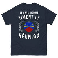 Thumbnail for T-shirt Réunion marine - Les vrais hommes aiment La Réunion