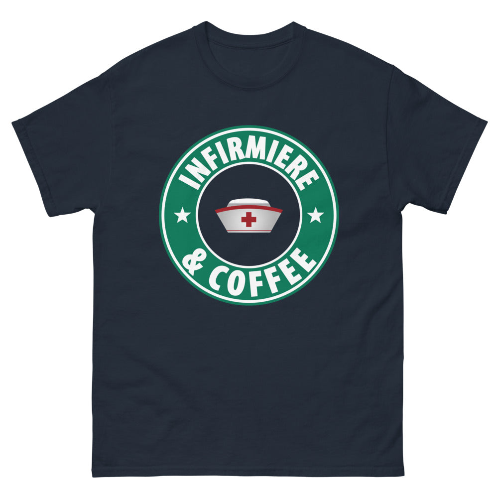 T-shirt Infirmière Café marine - L'amour du café au quotidien