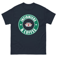 Thumbnail for T-shirt Infirmière Café marine - L'amour du café au quotidien
