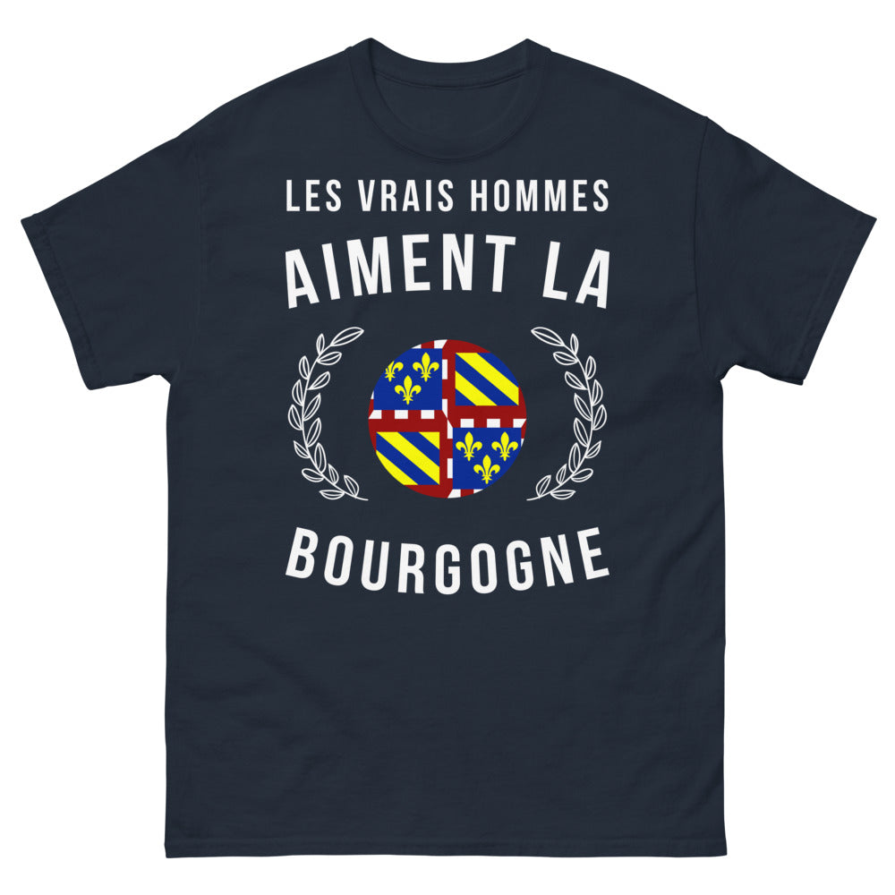 T-shirt Bourgogne marine - Les vrais hommes aiment la Bourgogne