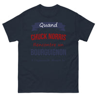 Thumbnail for T-shirt Bourgogne marine - Chuck Norris s'agenouille