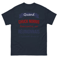 Thumbnail for T-shirt Réunion marine - Quand Chuck Norris s'Agenouille
