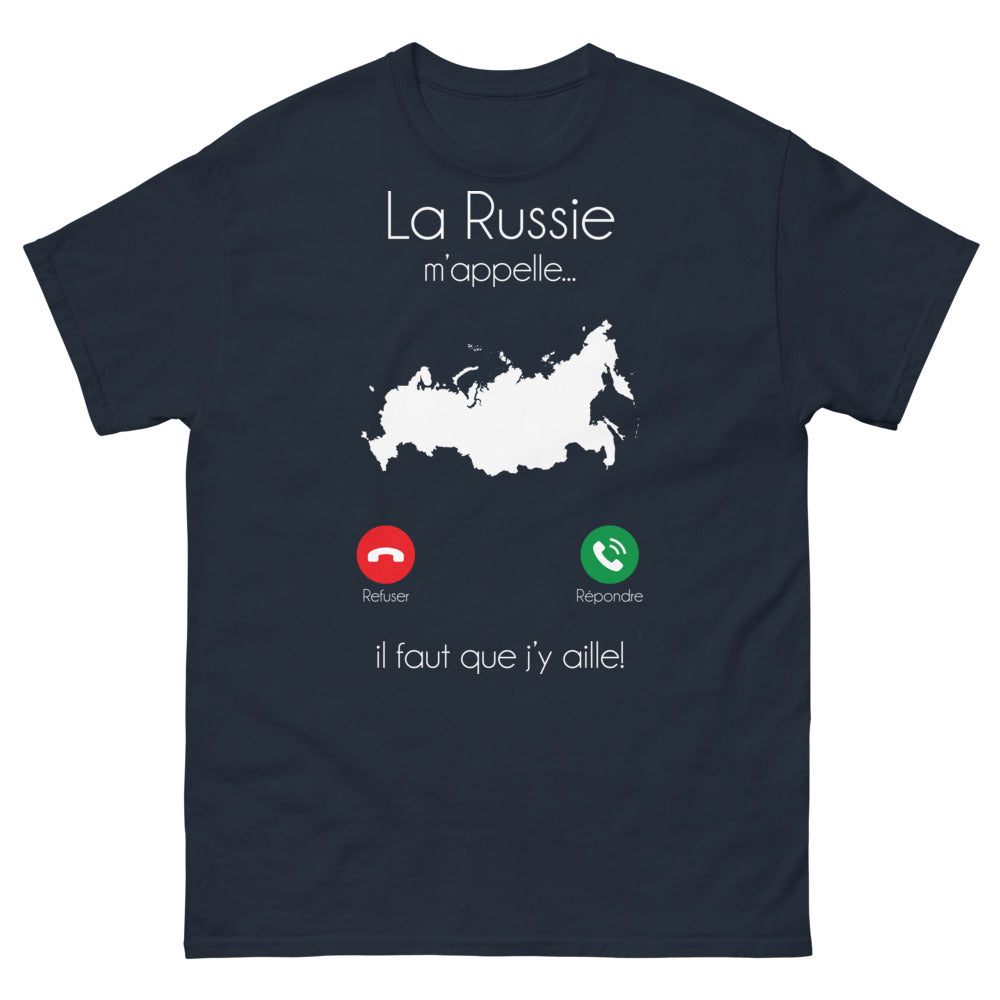 T-shirt Russie marine - La Russie m'appelle, il faut que j'y aille