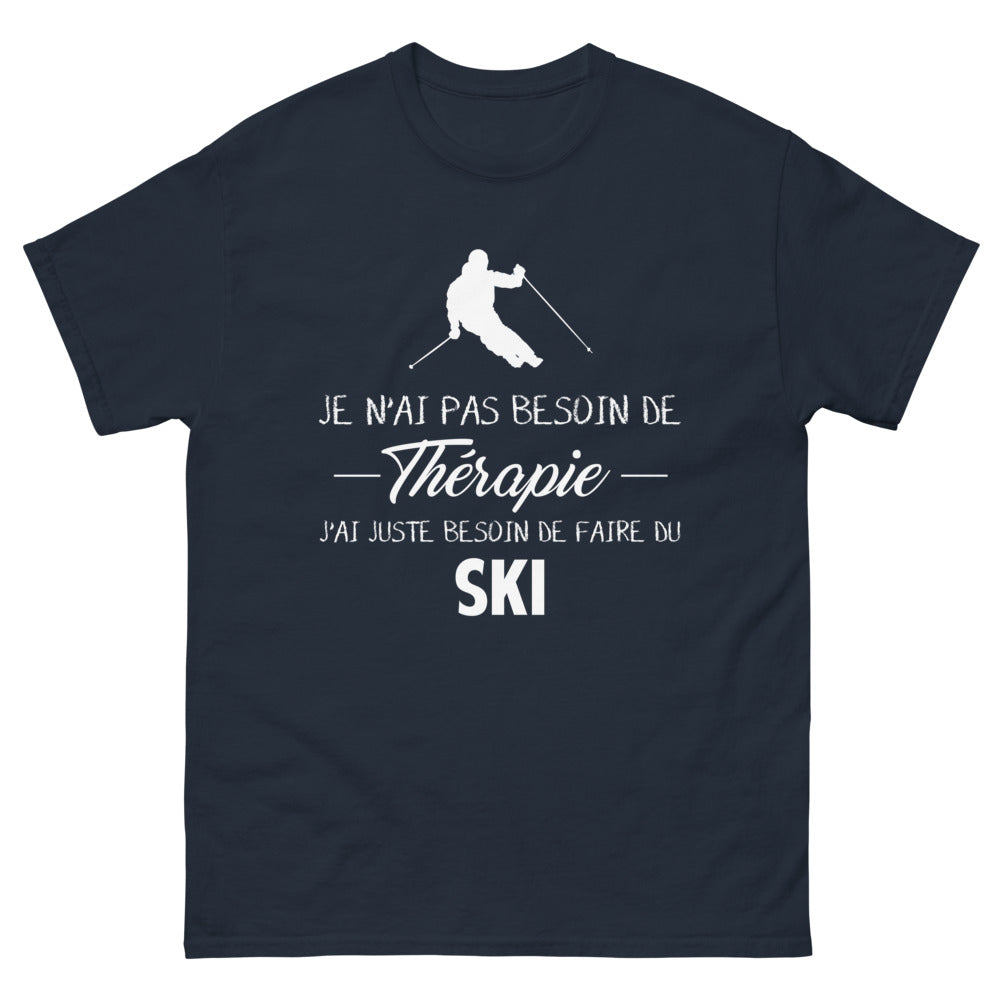 T-shirt Ski marine - Je n'ai pas besoin de thérapie, juste du ski