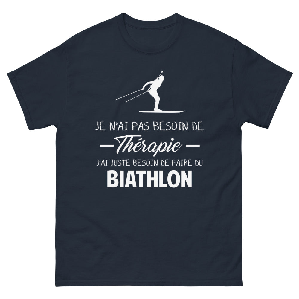 T-shirt Biathlon marine - Pas besoin de thérapie, juste de biathlon