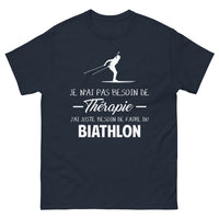Thumbnail for T-shirt Biathlon marine - Pas besoin de thérapie, juste de biathlon