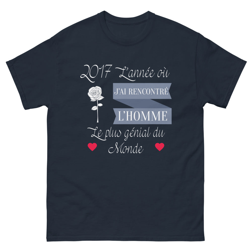 T-shirt souvenir 2017 bleu marine - L'année de l'homme génial