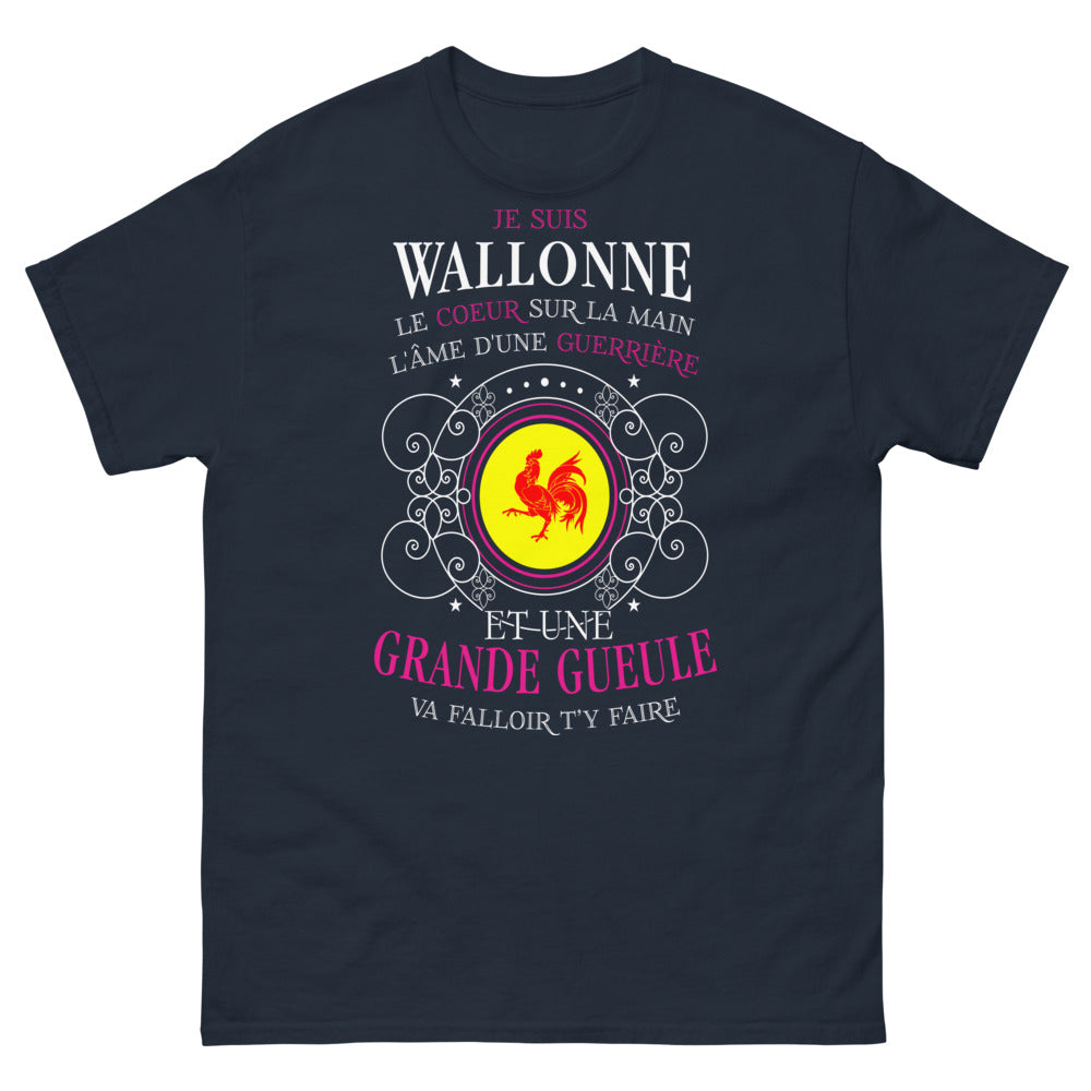 T-shirt Wallonne marine - Guerrière au grand cœur