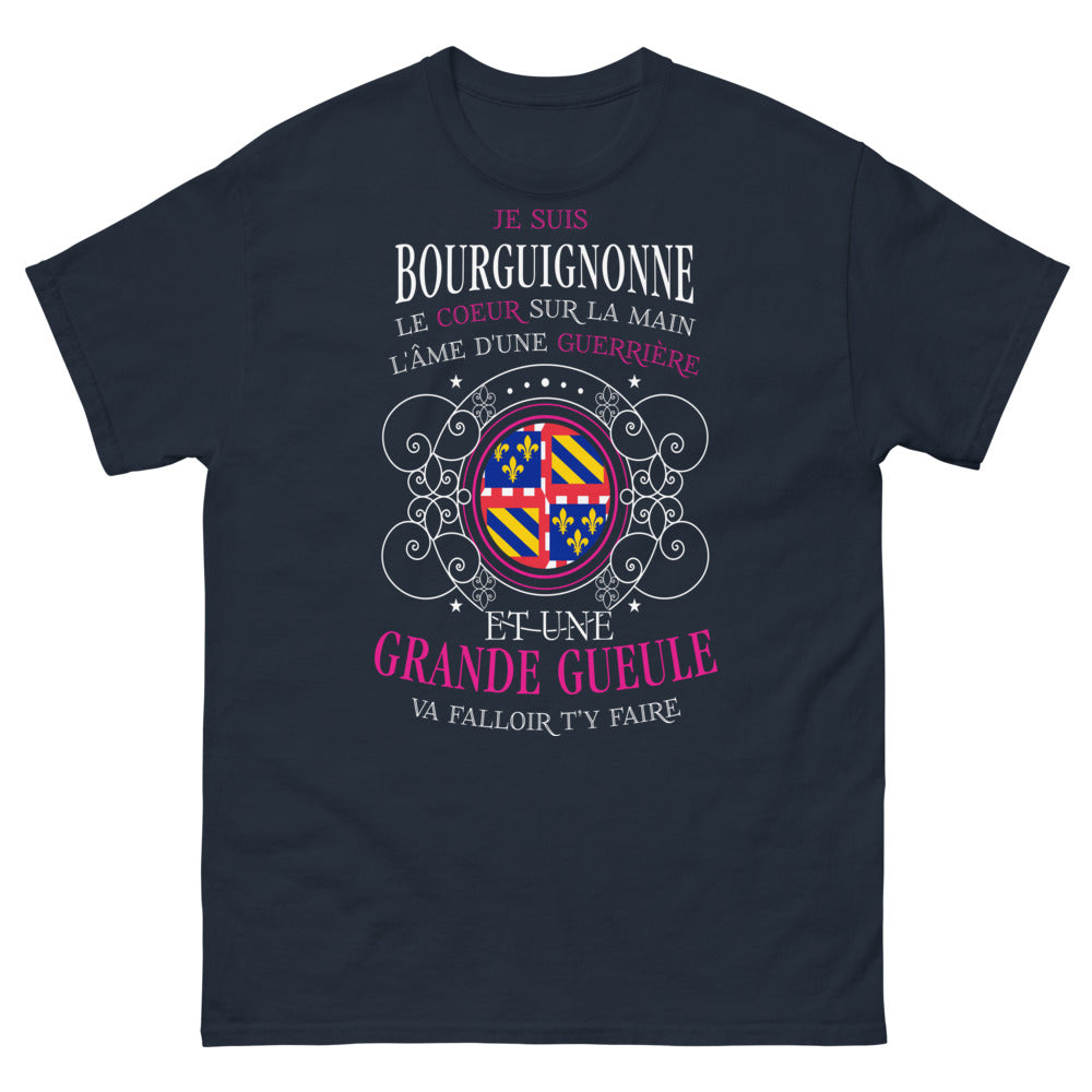 T-shirt Bourgogne marine - Le cœur sur la main, l'âme d'une guerrière