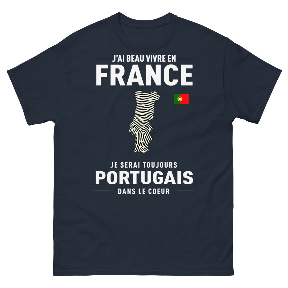 T-shirt Portugal marine - Je serai toujours Portugais dans le cœur
