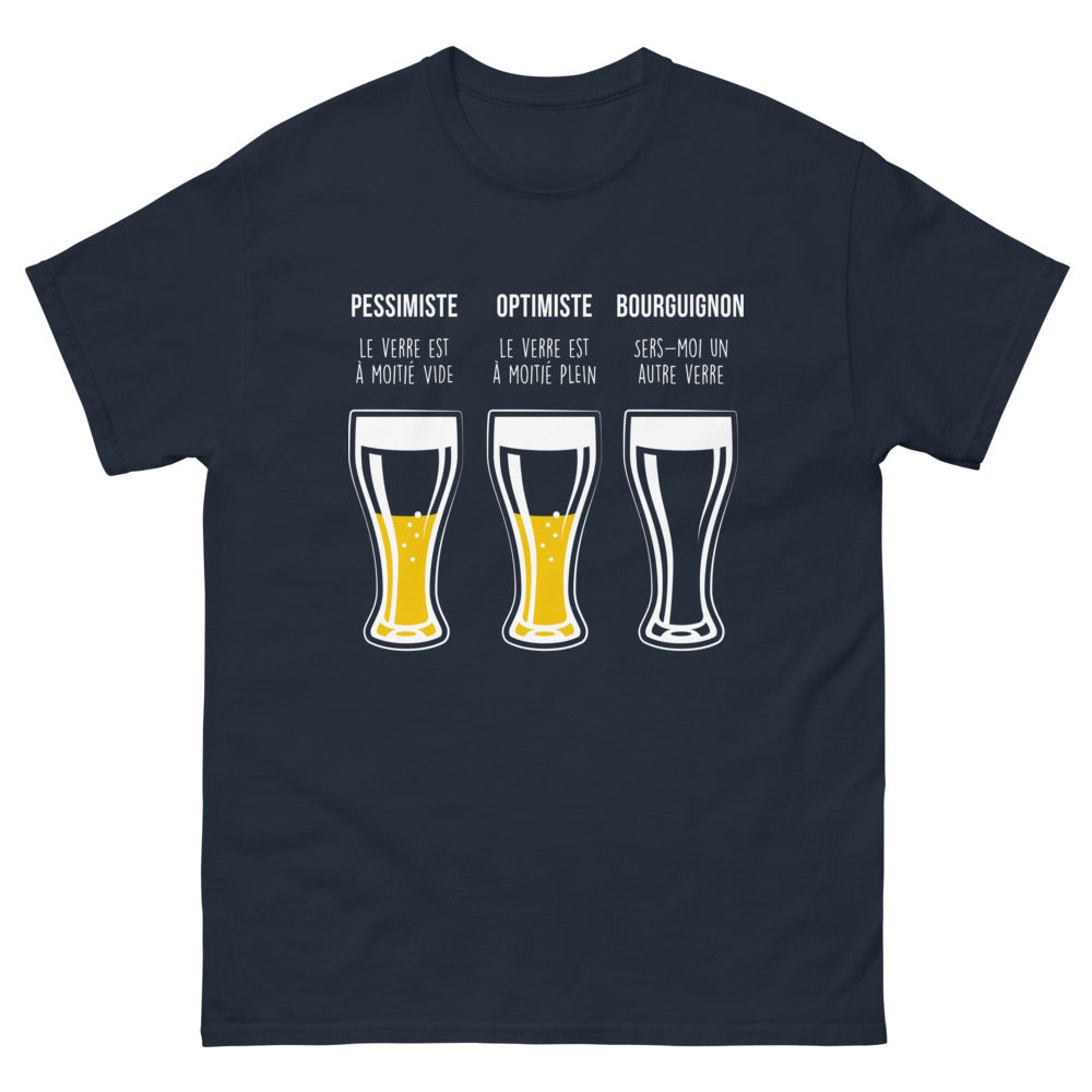 T-shirt Bourgogne marine - Le verre est à moitié vide... ou plein !