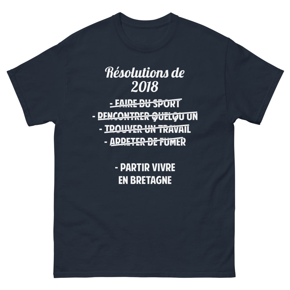 T-shirt Bretagne marine - Résolutions de 2018 avec humour