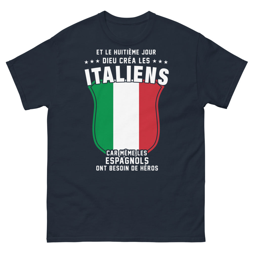 T-shirt Italie marine - Et le huitième jour, Dieu créa les Italiens